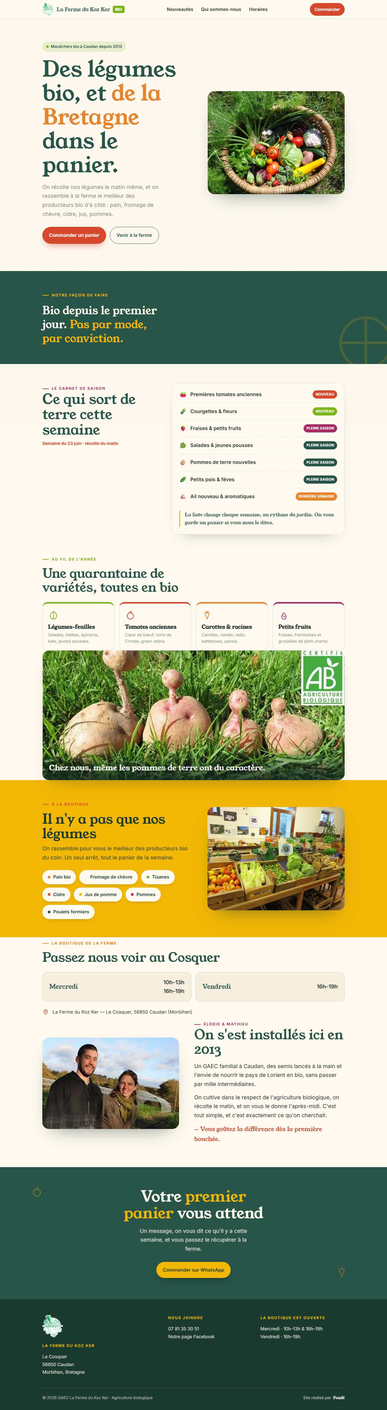 Aperçu du site La Ferme du Koz Ker, maraîcher